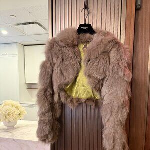 Cropped Luxury Rabbit Fur Short Jacket in Sage/Green